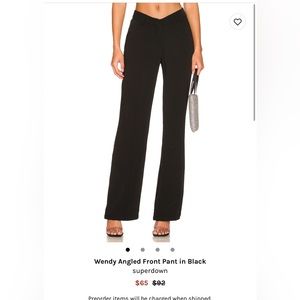 Wendy angled front pant in black. Superdown